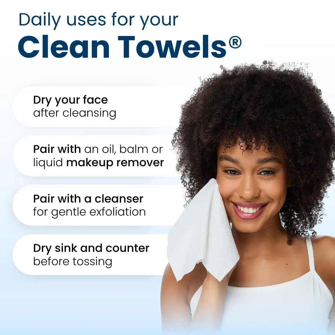 Clean Skin Club Clean Towels XL® Disposable Face Towels 300 Ct (6 Packs of 50 Ct) | USDA Biobased & Eczema Association Accepted - view 9