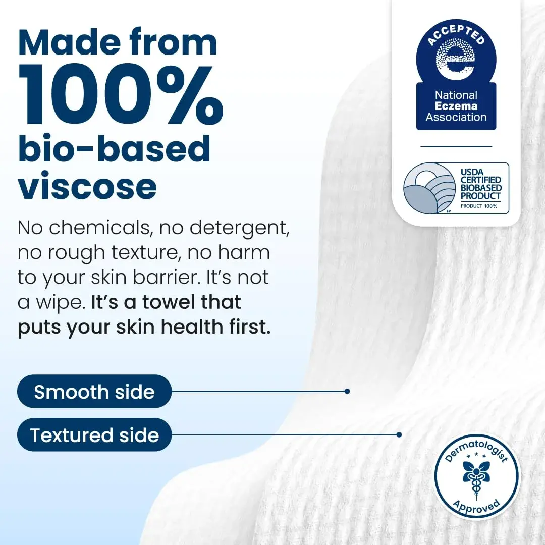 Clean Skin Club Clean Towels XL® 100 Count (Pack of 2) | USDA Biobased Disposable Face Towels - view 7