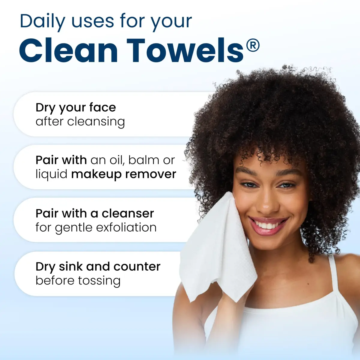 Clean Skin Club Clean Towels XL® 100 Count (Pack of 2) | USDA Biobased Disposable Face Towels - view 9