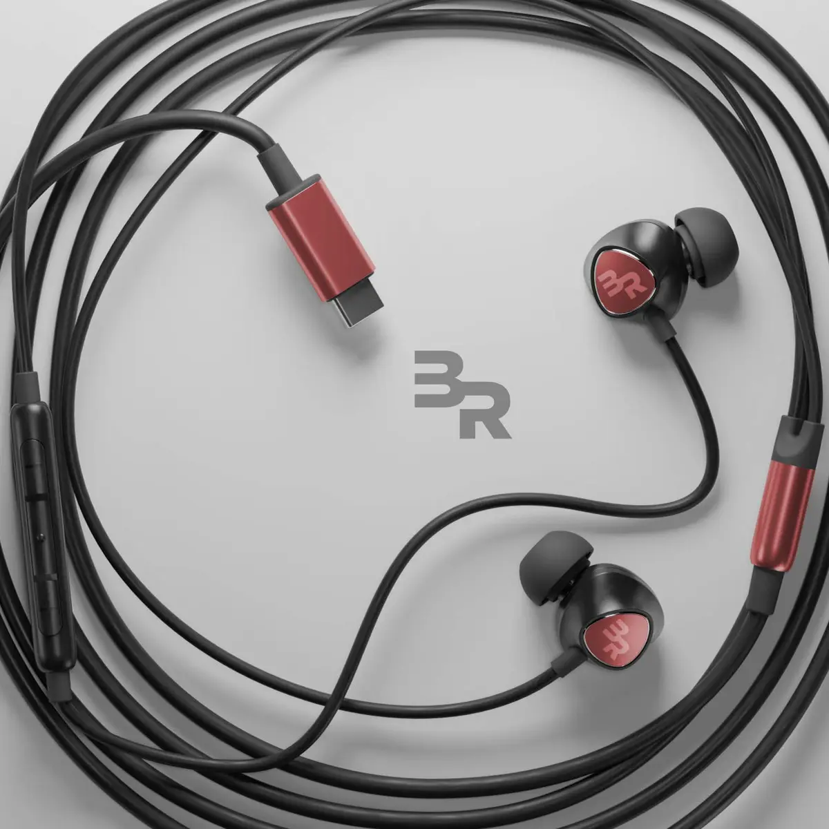 Bolle & Raven Thore USB Type C Earbuds | in Ear Wired Headphones with Microphone Remote | for S21 / S22 / S23 / S24 / S25 Ultra, Pixel 4/5 XL/6/6a/7/8 Pro, iPad Pro - Red - view 4