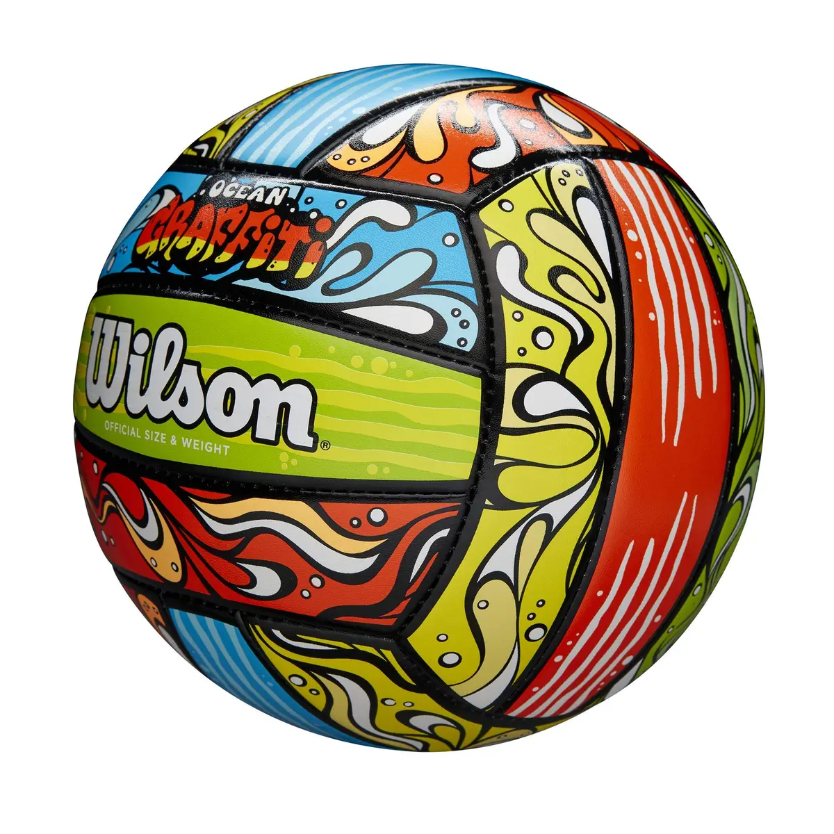 WILSON Ocean Graffiti Outdoor Recreation Volleyball - Official Size 5, 450g (0.99lb) | Machine-Sewn Composite Leather - view 2