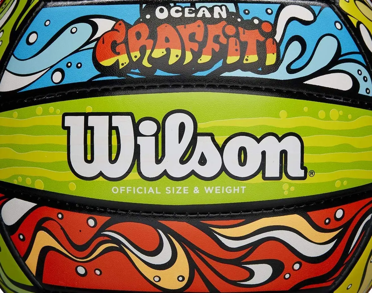 WILSON Ocean Graffiti Outdoor Recreation Volleyball - Official Size 5, 450g (0.99lb) | Machine-Sewn Composite Leather - view 3