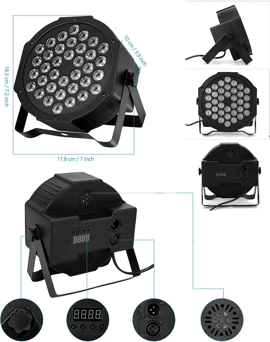 Litake 36 LED Stage Lights | Sound Activated DJ Par Lights for Events & Weddings - view 5