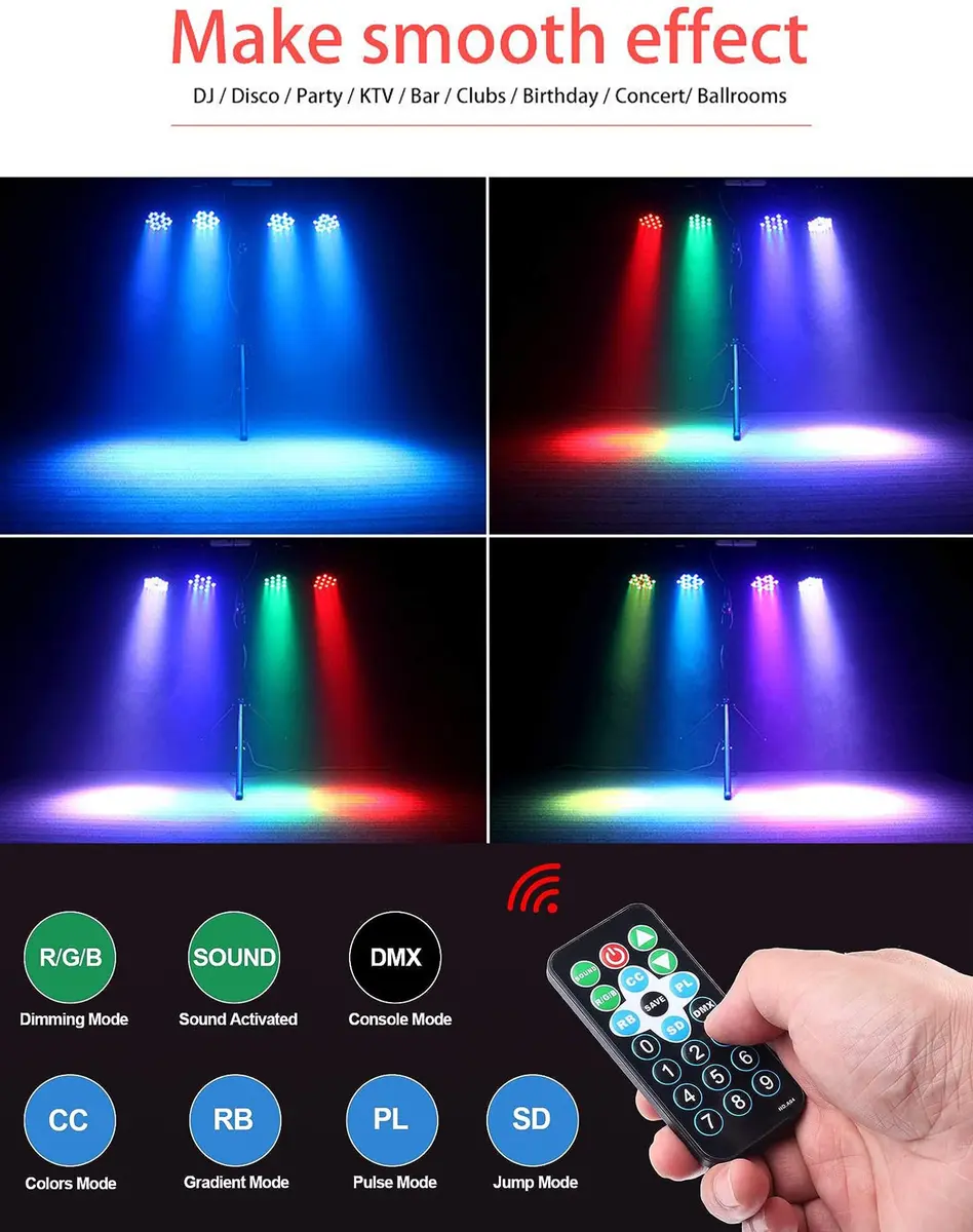 Litake 36 LED Stage Lights | Sound Activated DJ Par Lights for Events & Weddings - view 4