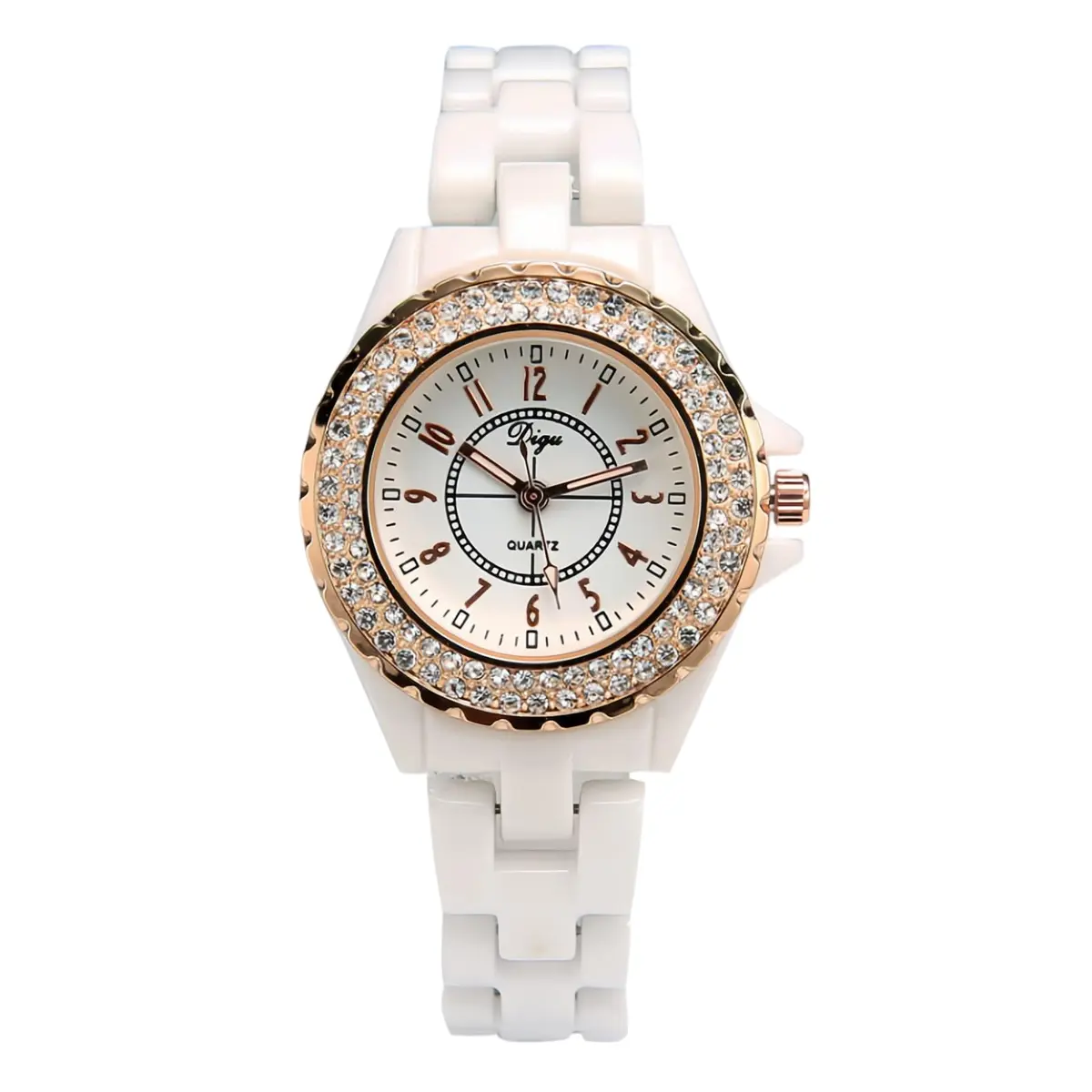 MASTOP Women's Quartz Watch | Swarovski Crystal, Waterproof Ceramic, Gold - main product image