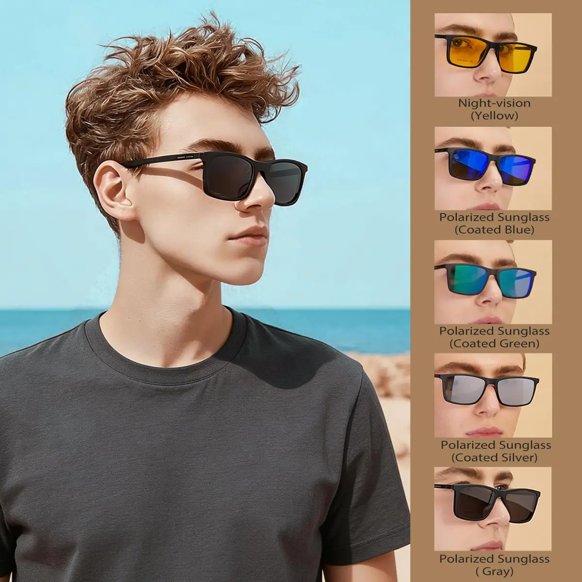 Bauhaus Magnetic Clip-On Sunglasses 5-in-1 Set | Polarized UV Retro Square Eyeglasses Fit Over - view 6