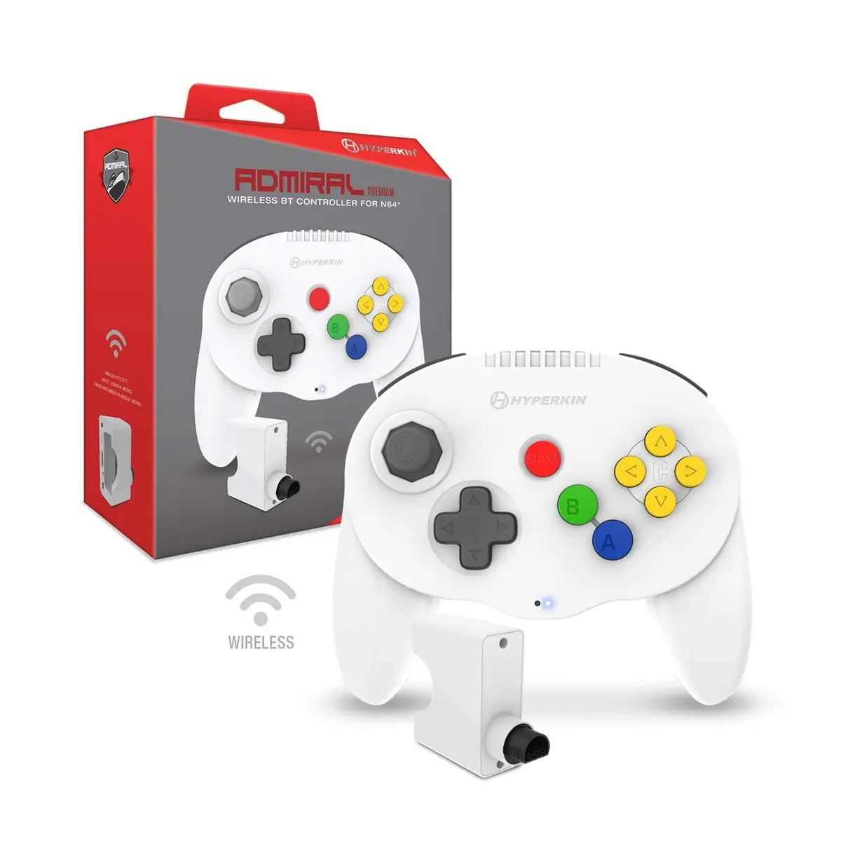 Hyperkin Admiral Wireless BT Controller for Nintendo 64 | Ergonomic, High-Performance, 6-Hour Battery (White) - main product image