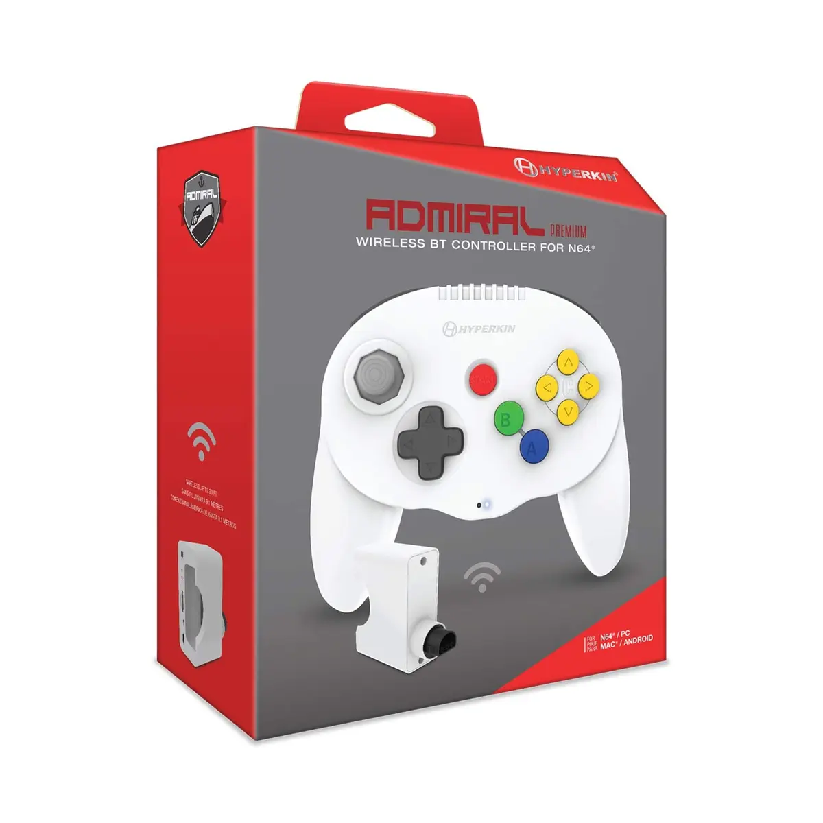 Hyperkin Admiral Wireless BT Controller for Nintendo 64 | Ergonomic, High-Performance, 6-Hour Battery (White) - view 2