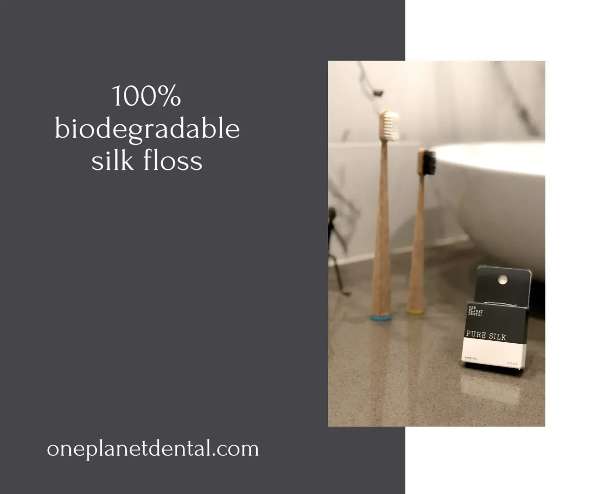One Planet Dental Biodegradable Silk Dental Floss | Zero Waste Floss | Peppermint | 39m (129 Foot) | Plastic Free - view 7