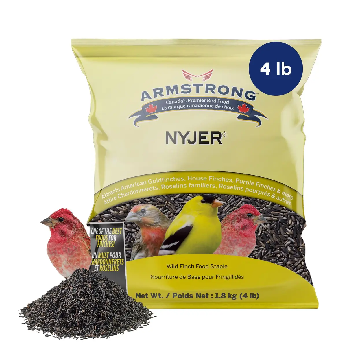 Armstrong Bird Food Nyjer Bird Seed 4lbs | High-Energy, Nutritious for Small Birds - main product image