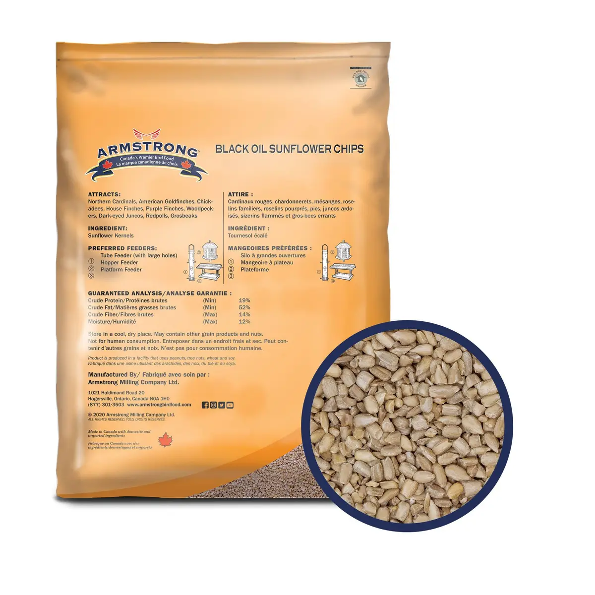 Armstrong Bird Food Black Oil Sunflower Chips | 20 Pounds Wild Bird Feed for Northern Cardinals & Goldfinches - view 3