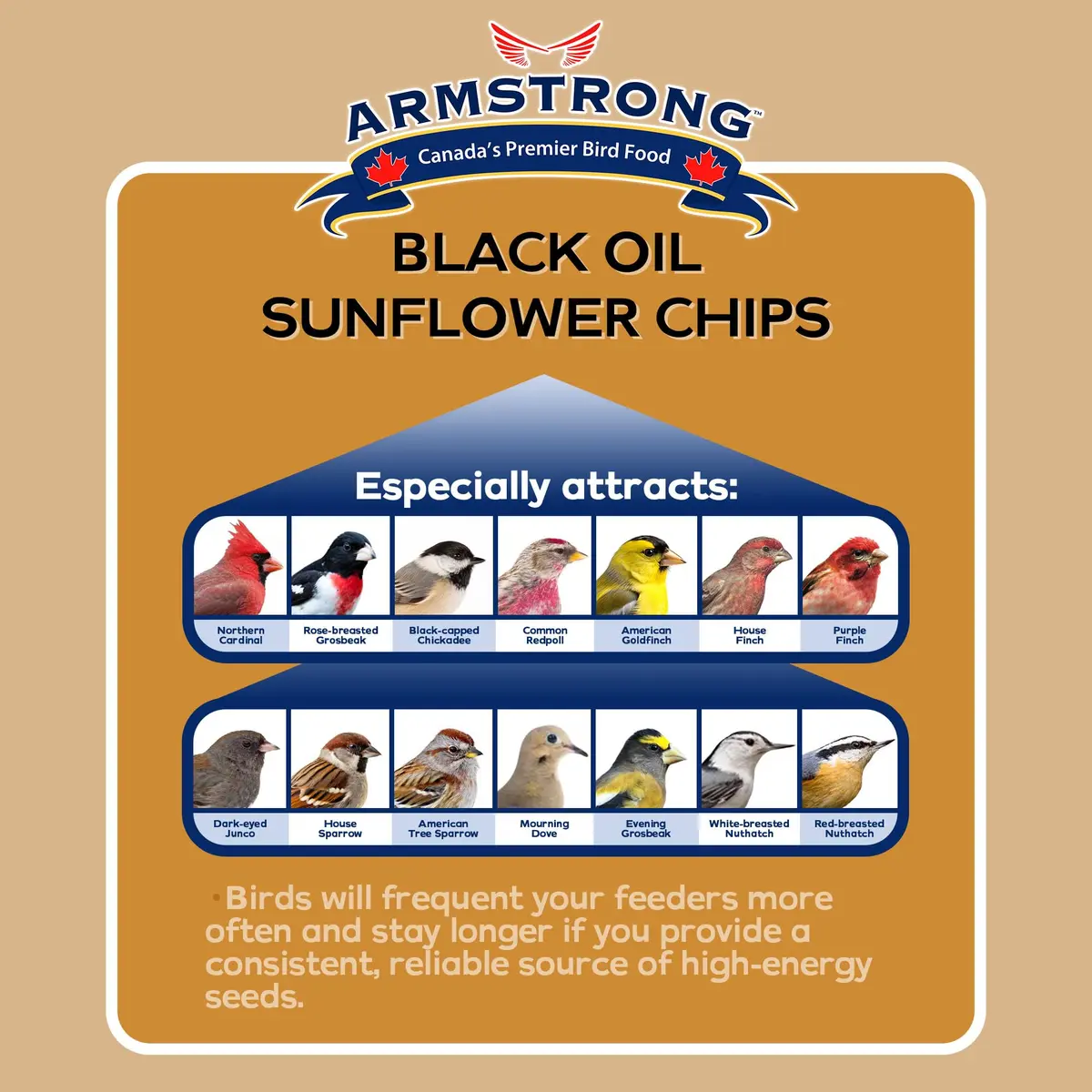 Armstrong Bird Food Black Oil Sunflower Chips | 20 Pounds Wild Bird Feed for Northern Cardinals & Goldfinches - view 4