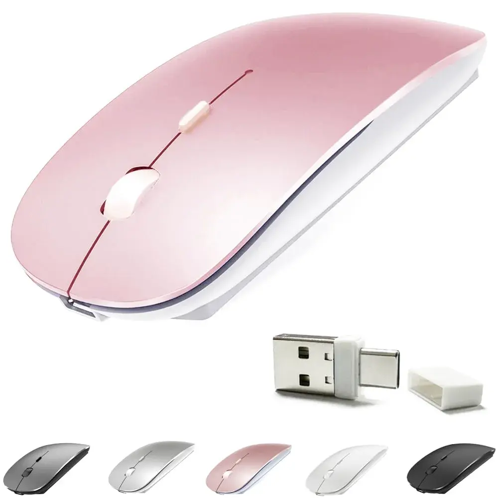 KLO Rechargeable Wireless Mouse - Rose Gold, Bluetooth 5.2/3.0, Type-C & 2.4G USB - main product image