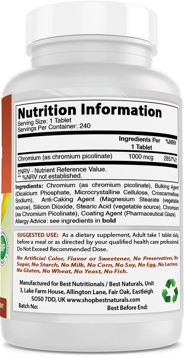 Best Naturals Chromium Picolinate 1000 mcg | Supports Metabolism & Blood Sugar (100-120 chars) - view 7