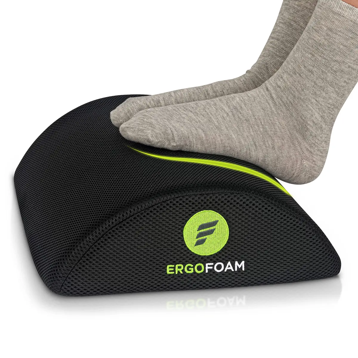 ErgoFoam Ergonomic Foot Rest for Under Desk at Work - Black Mesh | 44cm (17.3") - main product image