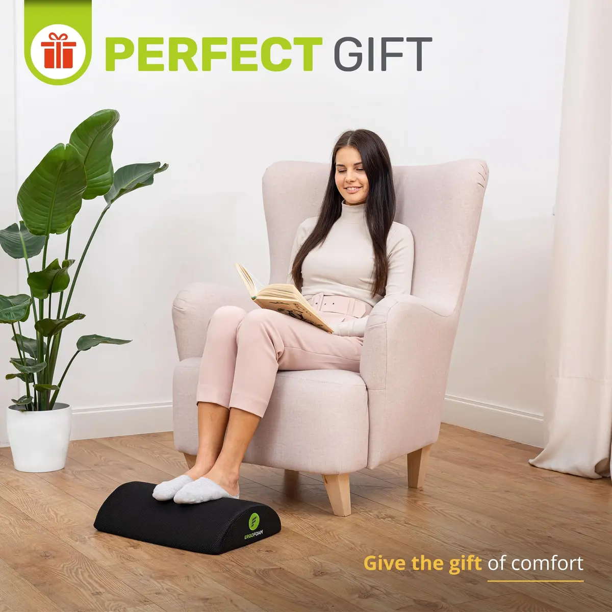ErgoFoam Ergonomic Foot Rest for Under Desk at Work - Black Mesh | 44cm (17.3") - view 9