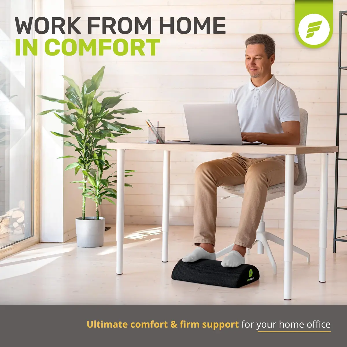 ErgoFoam Ergonomic Foot Rest for Under Desk at Work - Black Mesh | 44cm (17.3") - view 2
