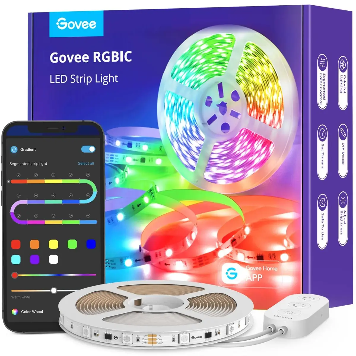 Govee RGBIC LED Strip Lights 5m (16.4ft) | Smart App Control for Bedroom - main product image