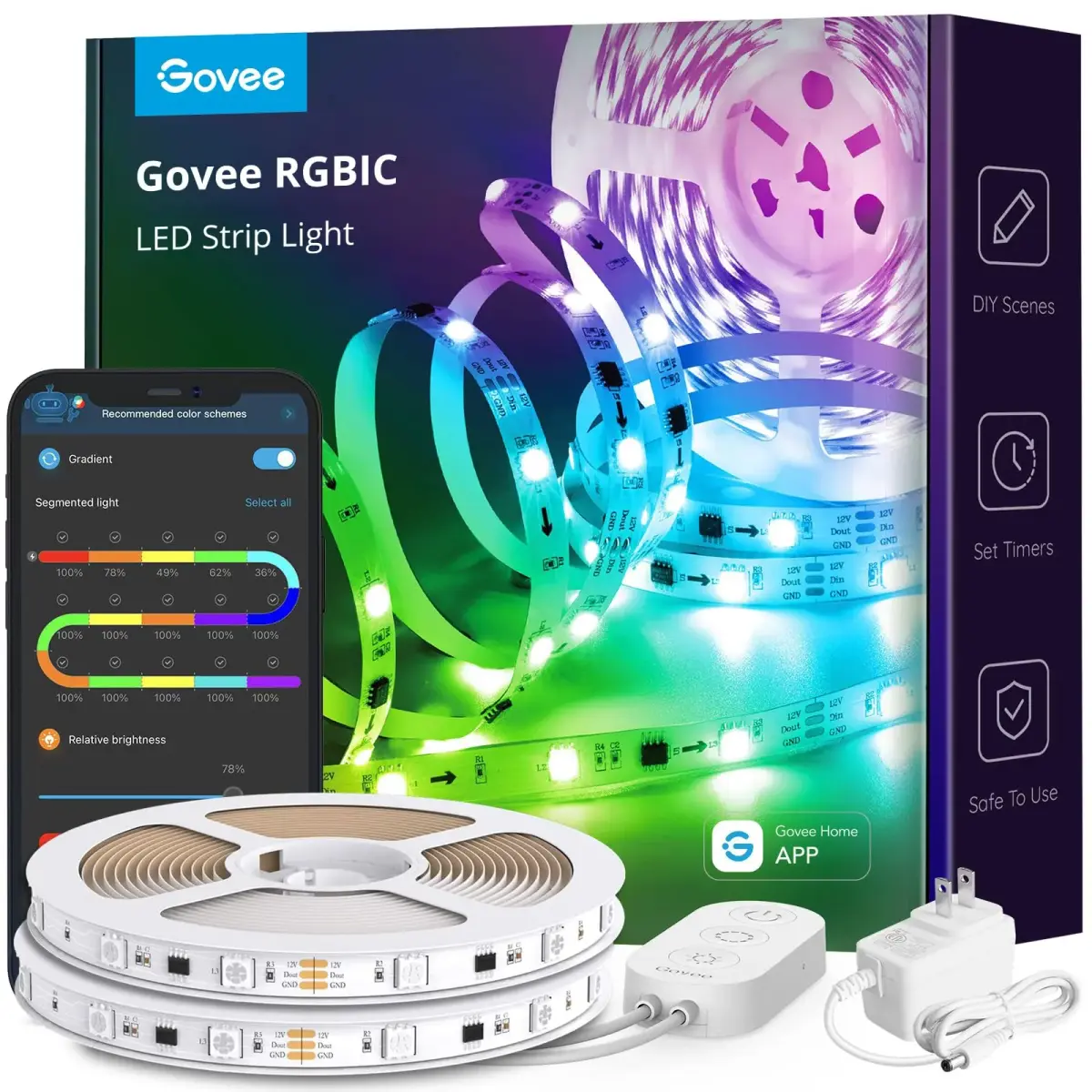 Govee RGBIC LED Strip Lights 10m (32.8ft) | Smart App Control for Bedroom, Kitchen, Party - main product image