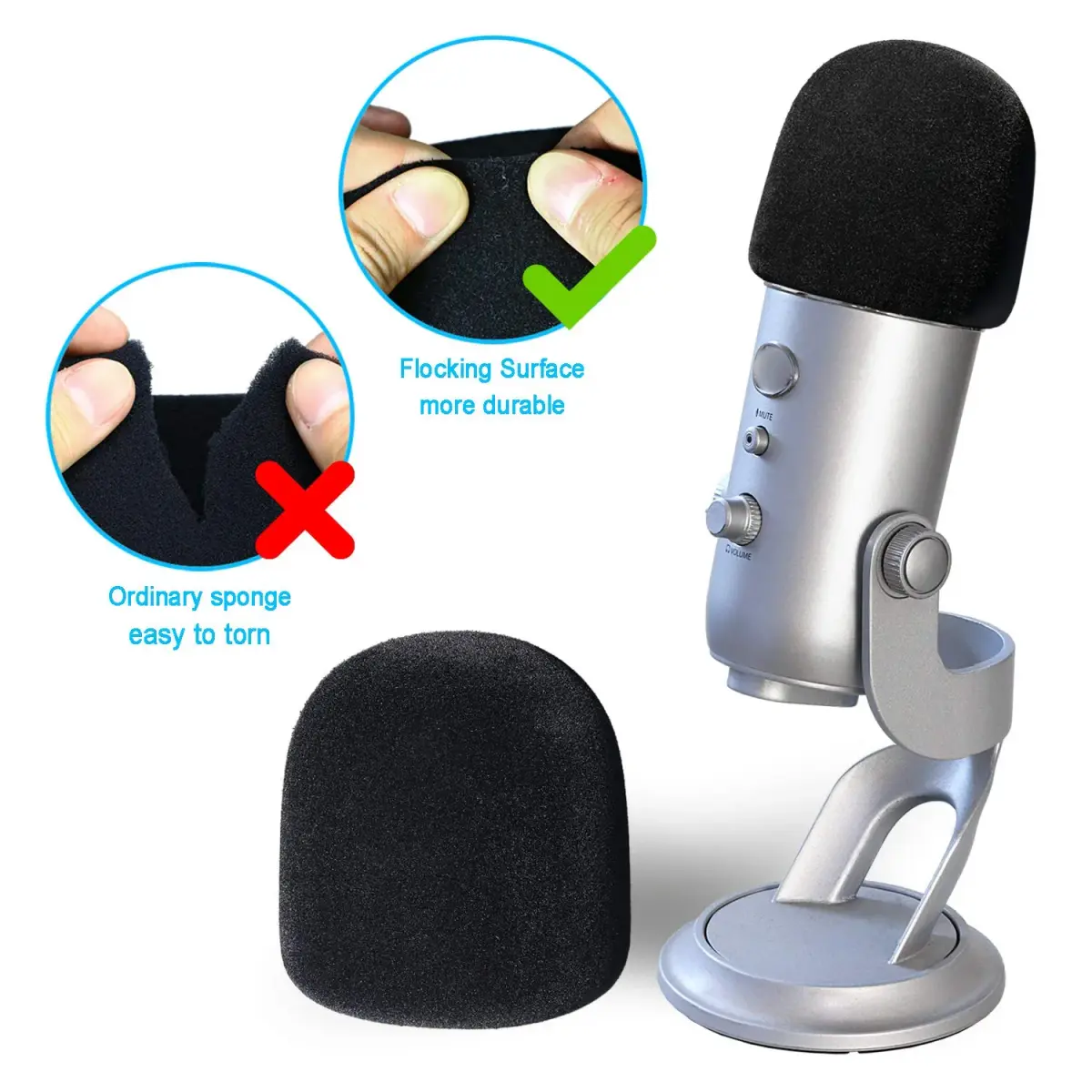 YOUSHARES Blue Yeti Windscreen with Flocking Surface | Professional Mic Pop Filter for Blue Yeti & Yeti Pro Microphones - view 4