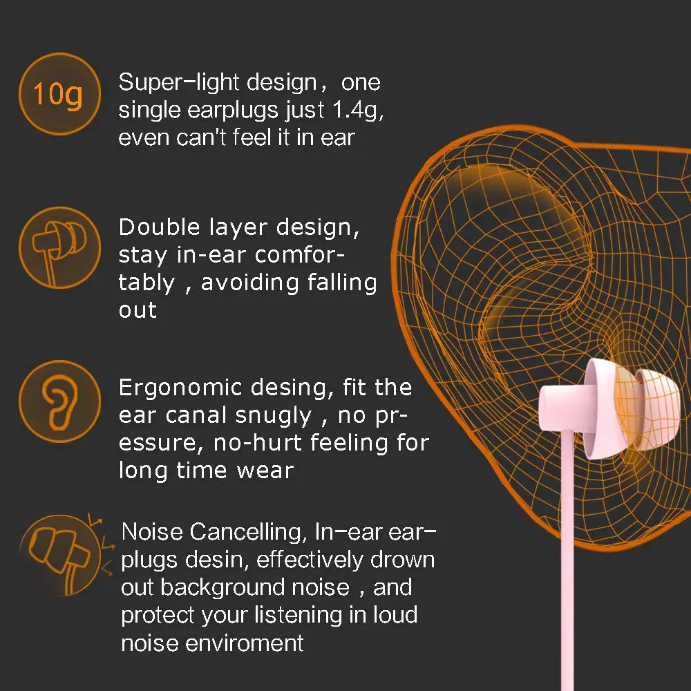 MAXROCK Sleep Earbuds with Soft Silicon Headphones Light Pink | Noise Isolating, Comfortable for Sleep & Sports - view 5
