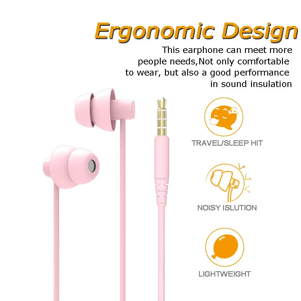 MAXROCK Sleep Earbuds with Soft Silicon Headphones Light Pink | Noise Isolating, Comfortable for Sleep & Sports - view 3