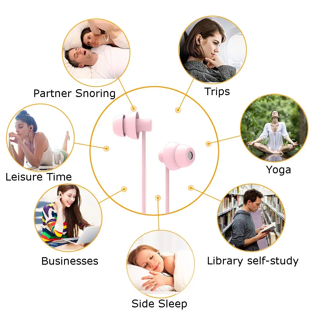 MAXROCK Sleep Earbuds with Soft Silicon Headphones Light Pink | Noise Isolating, Comfortable for Sleep & Sports - view 4