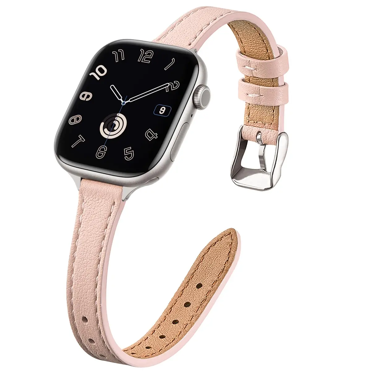STIROLL Slim Leather Band Compatible with Apple Watch Series 12/11/10/9/8/7/SE 38mm-42mm | Elegant Small Wrist Strap - main product image