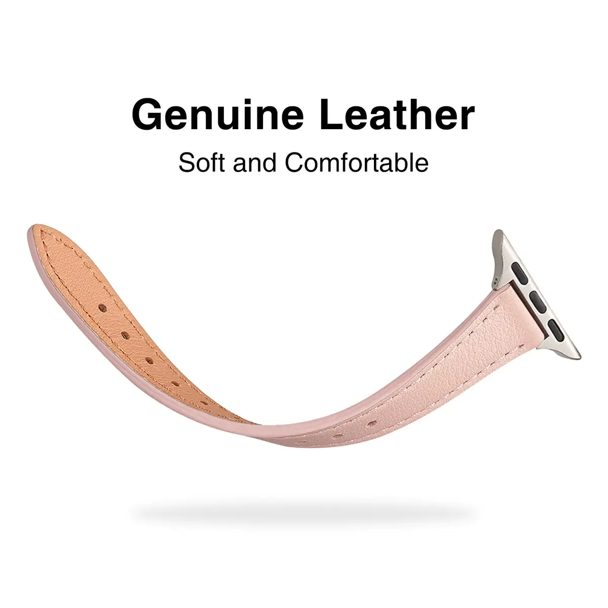 STIROLL Slim Leather Band Compatible with Apple Watch Series 12/11/10/9/8/7/SE 38mm-42mm | Elegant Small Wrist Strap - view 3