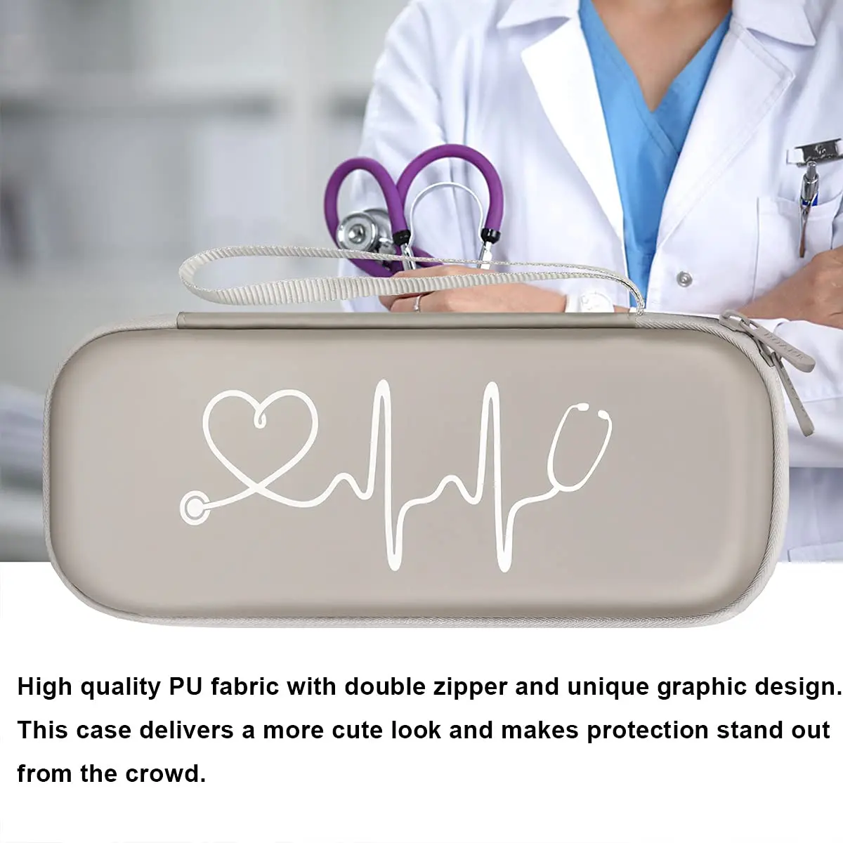 BOVKE Travel Carrying Case Compatible with 3M Littmann Classic III, Lightweight II S.E, MDF Acoustica Deluxe Stethoscopes – Extra Room for Accessories, Grey | Portable & Durable - view 8