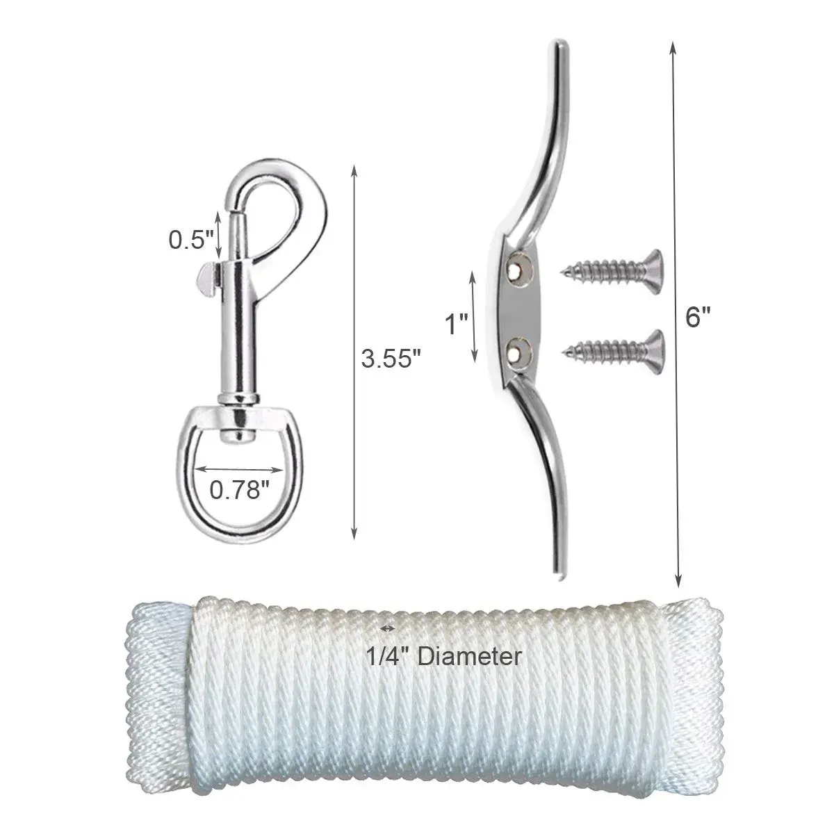 EKEV Flag Pole Repair Kit with Gold Ball, 50ft Rope & Cleat for 2.5" OD Tube | Outdoor Decor for Homes & Businesses - view 3