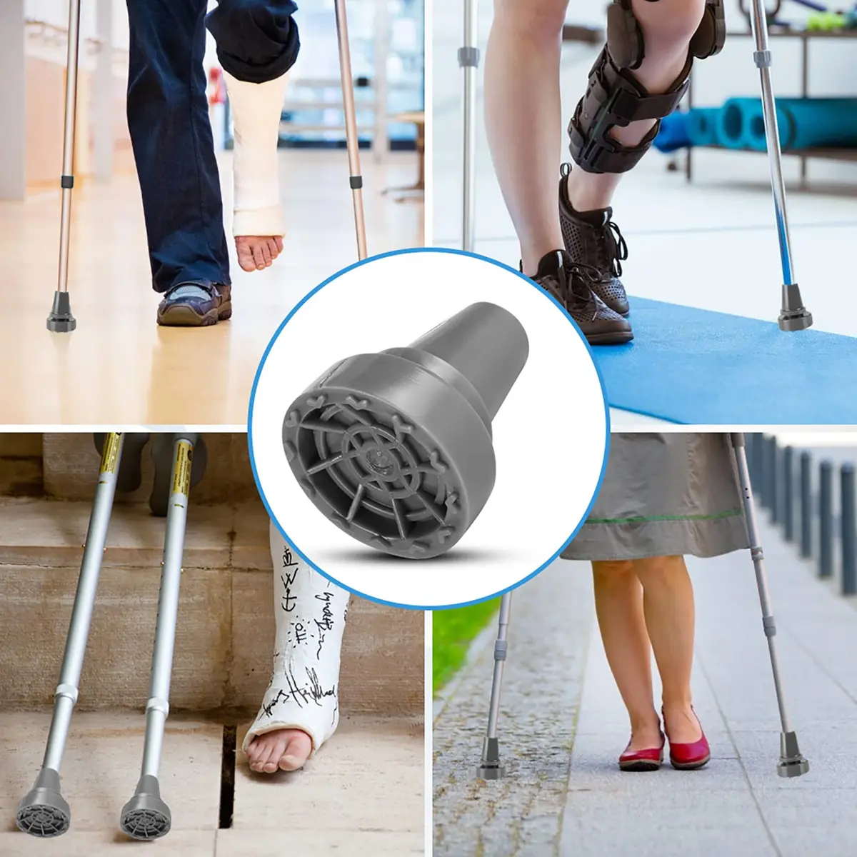 Pongnas Rubber Cane Tip Pad 2.2cm | 360° Rotating, Anti-Slip, Steel Support - view 2