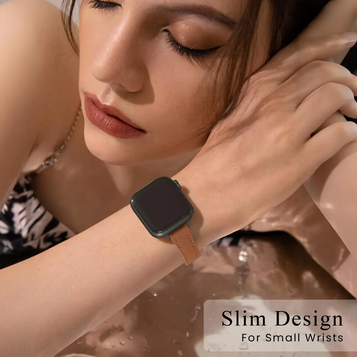 STIROLL Slim Leather Band Compatible with Apple Watch Series 12/11/10/9/8/7/SE 38mm-42mm | Elegant Women's Strap - view 2