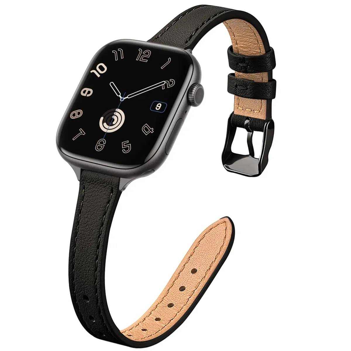 STIROLL Slim Leather Band Compatible with Apple Watch Series 12/11/10/9/8/7/SE 38/40/41/42mm | Elegant & Feminine - main product image