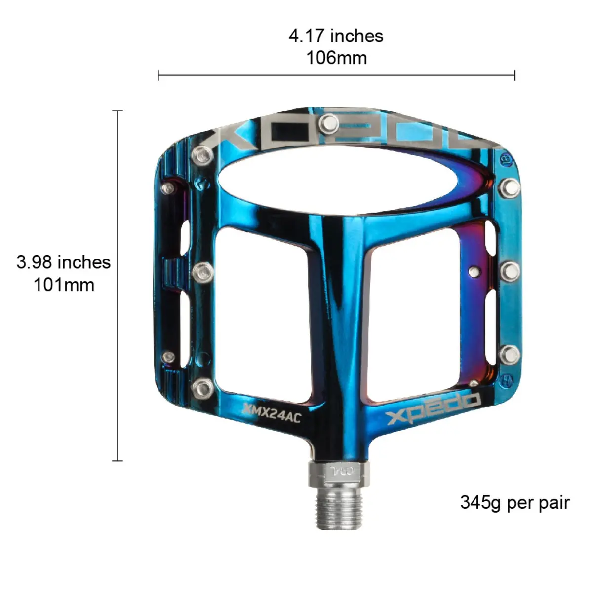 Xpedo Spry Flat Bike Pedals 101x106mm | Ultralight Magnesium, Blue Ray, 28 Pins - view 4