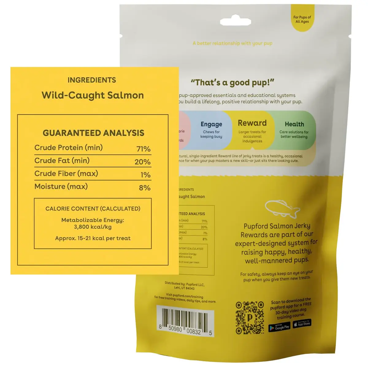 Pupford Salmon Dog Treats 4 oz | Natural, Single Ingredient, Low Calorie Reward - view 2