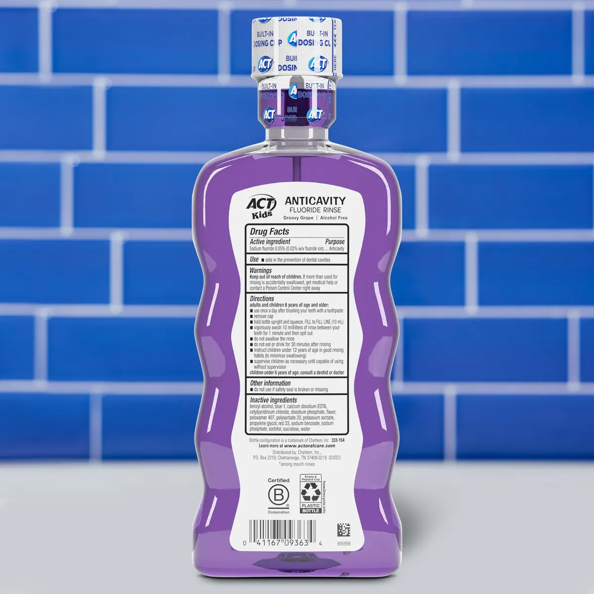 ACT Kids Anticavity Fluoride Rinse Groovy Grape 16.9 fl. oz. | Alcohol-Free Kids Mouthwash with Accurate Dosing Cup - view 2