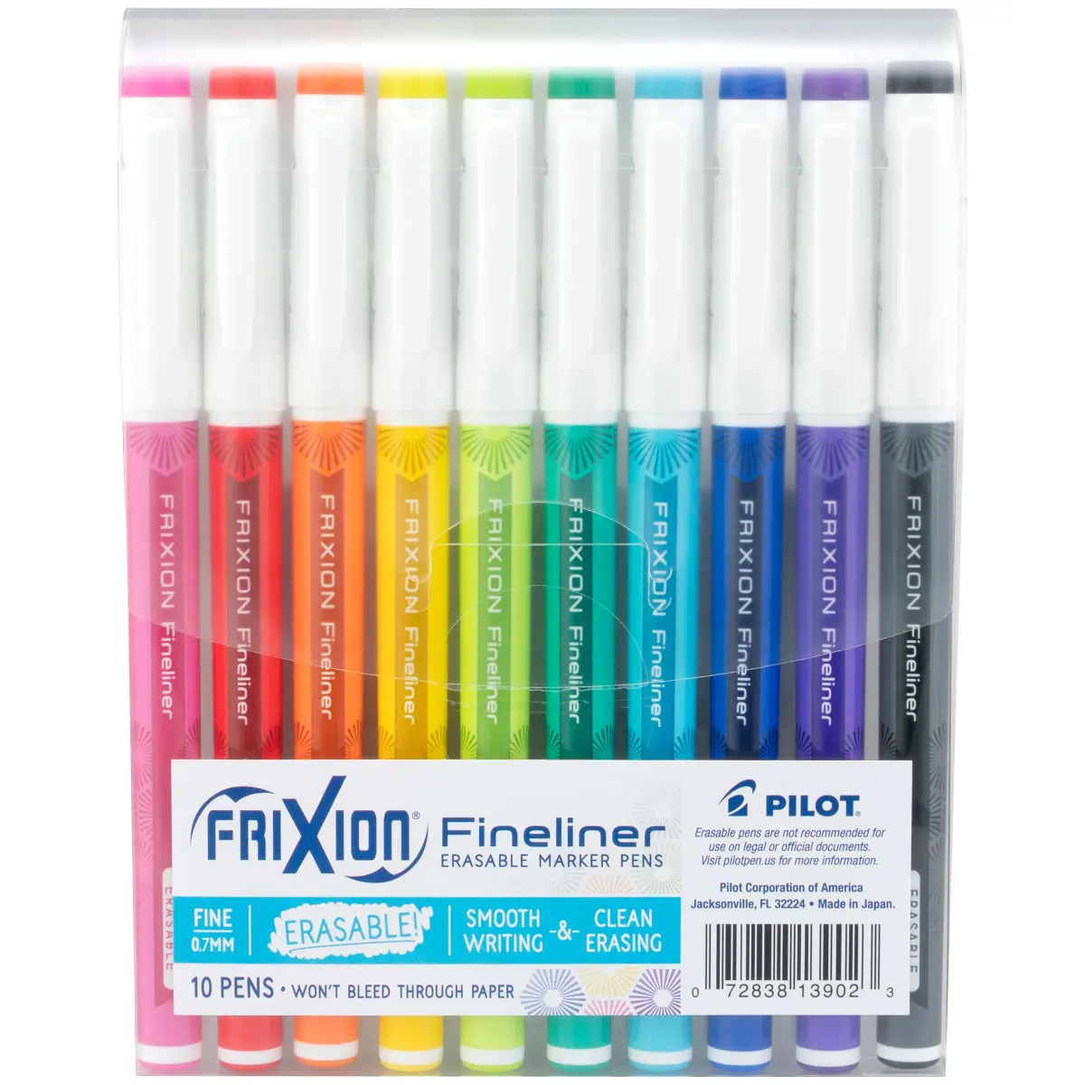 PILOT FriXion Fineliner Erasable Marker Pens, Fine Point 0.7 mm, Assorted 10 Colors | Acid-Free & Fade-Resistant - main product image