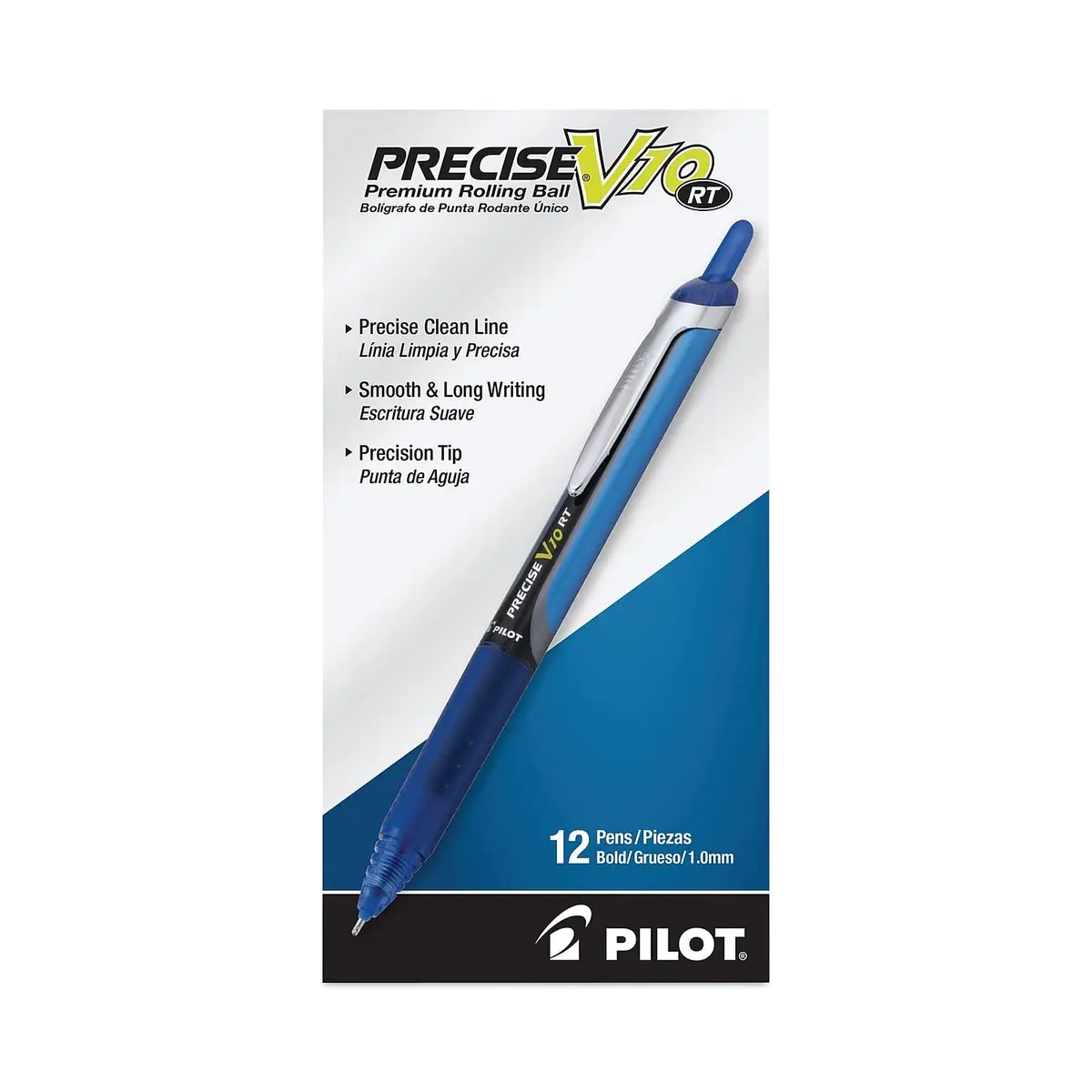 PILOT Precise V10 RT Retractable Ball Pens, 1.0mm Bold Point Blue, 12-Pack | Smooth Writing Liquid Ink - view 3