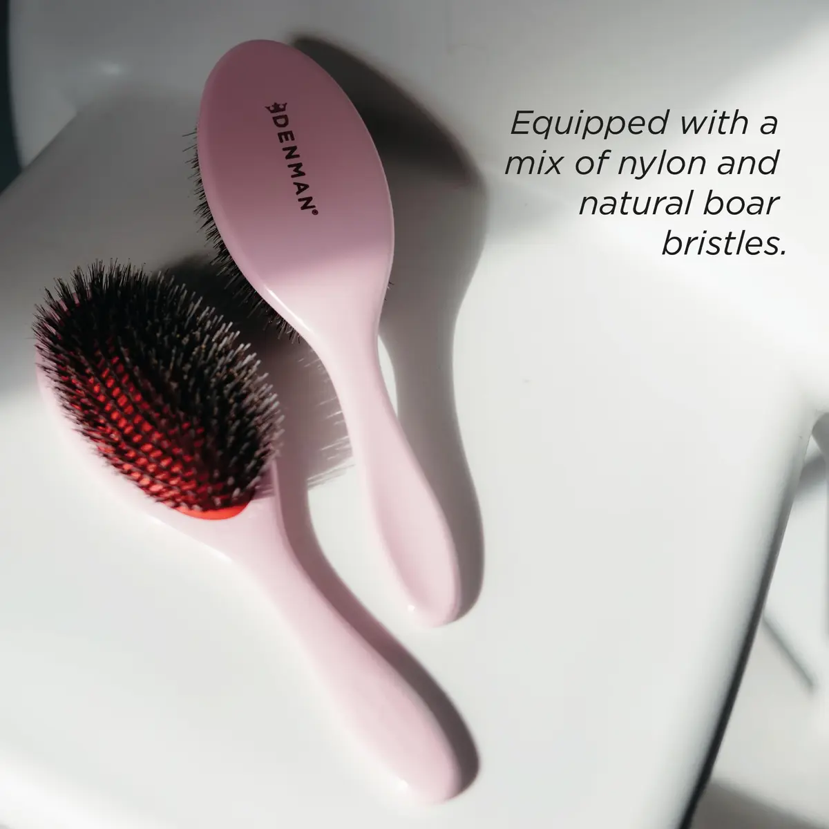 Denman Boar Bristle Hair Brush Pink Crush D81M | Smoothing, Shine, Detangling for All Hair Types - view 6
