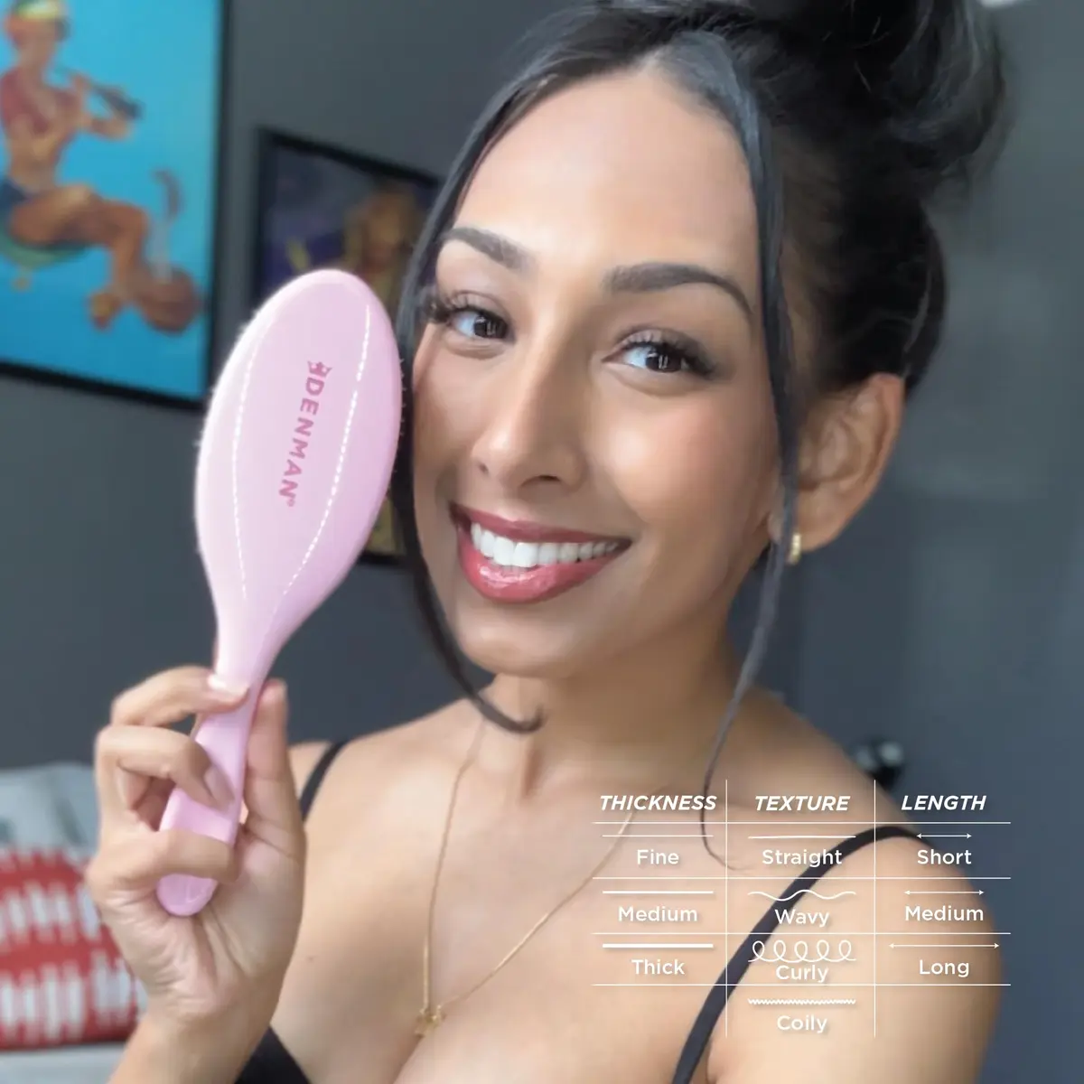 Denman Boar Bristle Hair Brush Pink Crush D81M | Smoothing, Shine, Detangling for All Hair Types - view 8