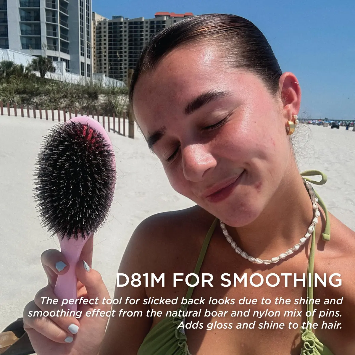 Denman Boar Bristle Hair Brush Pink Crush D81M | Smoothing, Shine, Detangling for All Hair Types - view 4