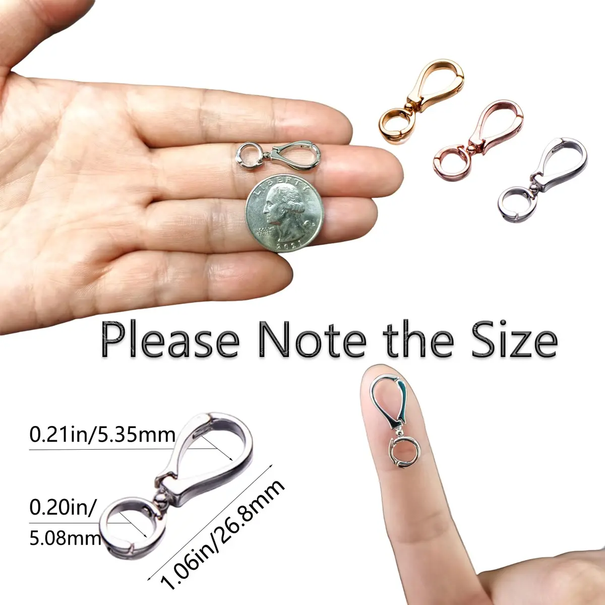 Zpsolution Swivel Bails for Pendants, Dual Ended Connector Charm | Interchangeable Jewelry Clasp (70-120 chars) - view 2