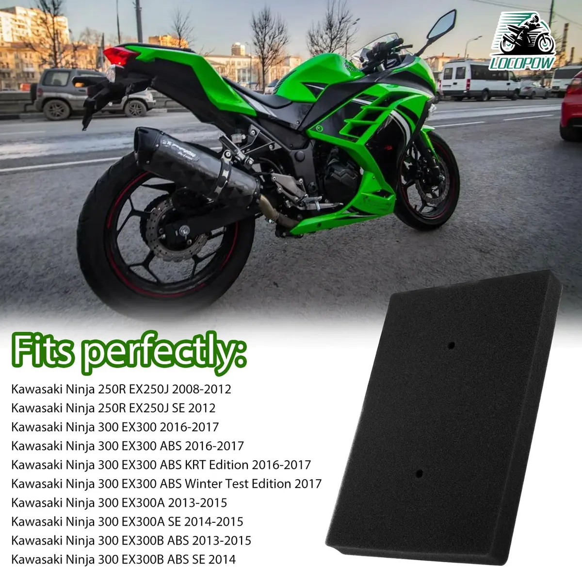 LOCOPOW Air Filter HFA2505 for Kawasaki Ninja 250R & 300 | OEM-Quality Replacement - view 6