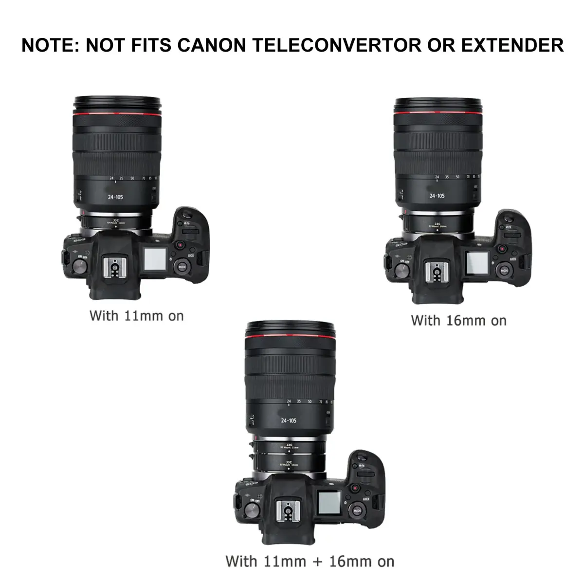 JJC Auto Focus Macro Extension Tube Set for Canon RF Mount Cameras & Lenses | 11mm & 16mm Tubes - view 5
