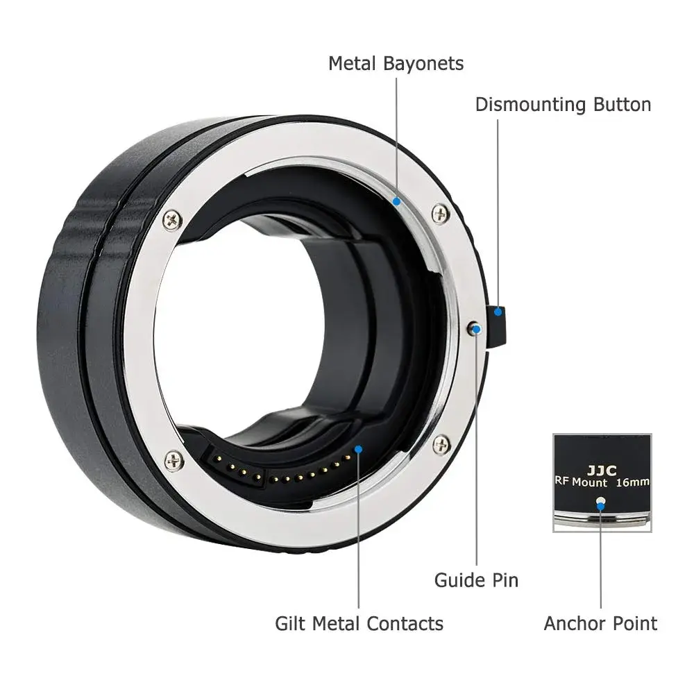 JJC Auto Focus Macro Extension Tube Set for Canon RF Mount Cameras & Lenses | 11mm & 16mm Tubes - view 2