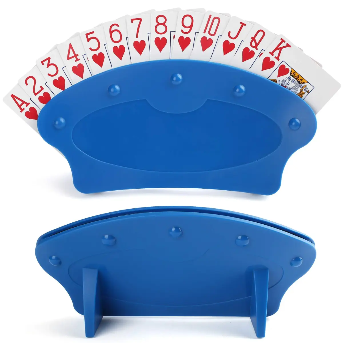 LotFancy Hands-Free Playing Card Holder 2 Pack, Blue | 16.1 cm (6.25 in) Wide, 10.2 cm (4 in) Tall - main product image