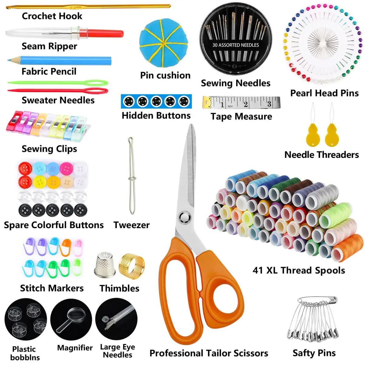 Marcoon Large Sewing Kit, 200 Premium Supplies, 41 XL Thread Spools | Perfect for Travel, Beginners, DIY - view 2