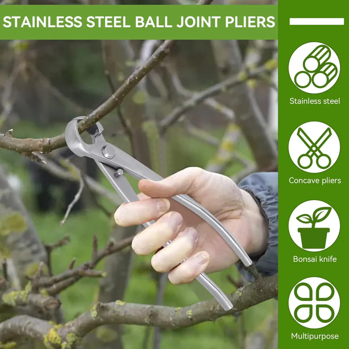 HERCHR Bonsai Tools Concave Cutter 180 mm | High-Quality Stainless Steel Pruning Bonsai Scissor - view 7