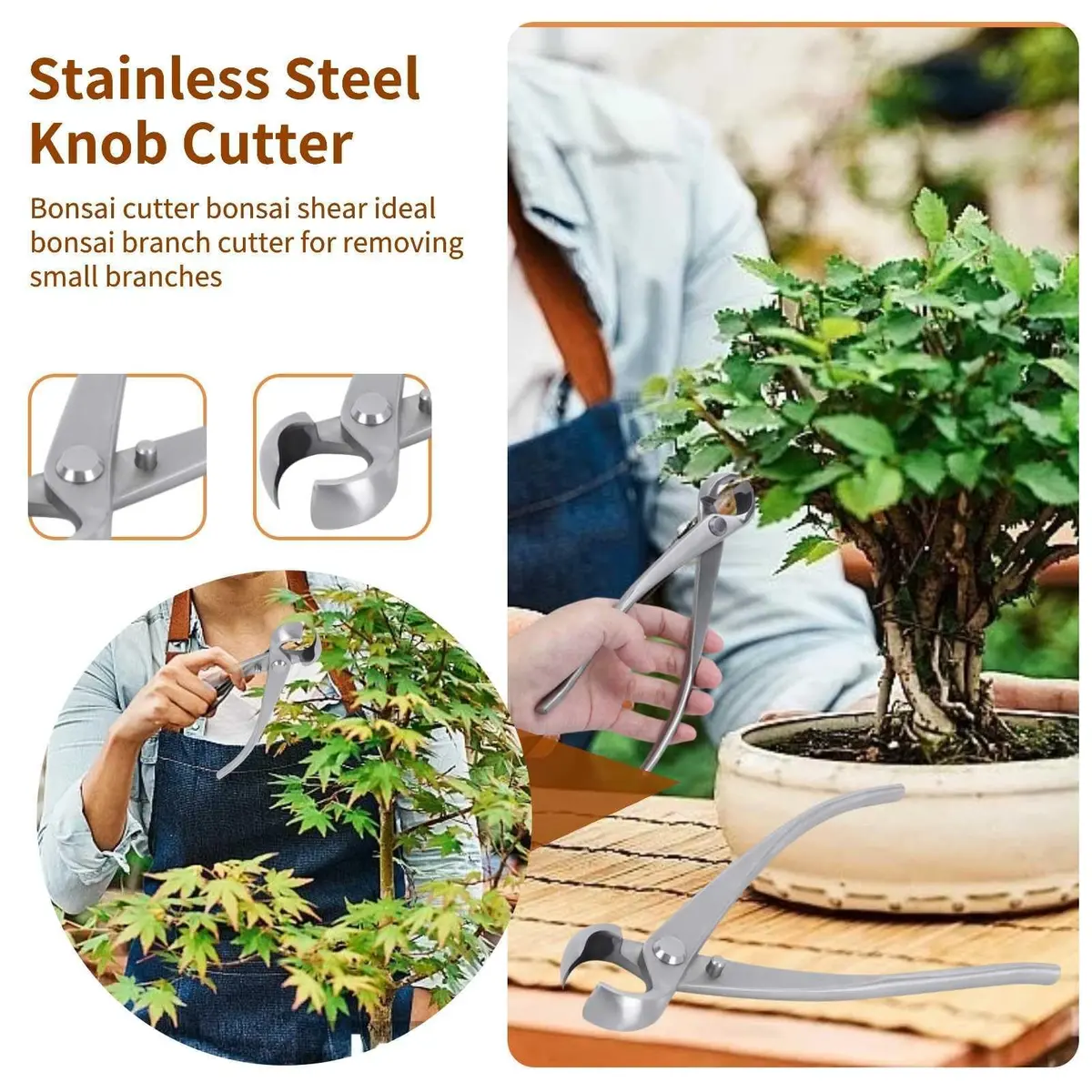 HERCHR Bonsai Tools Concave Cutter 180 mm | High-Quality Stainless Steel Pruning Bonsai Scissor - view 2